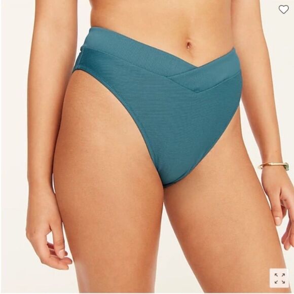 NWT J.Crew Ribbed Cross-Front Cheeky Bikini Bottom Black Size 3X - Picture 2 of 10